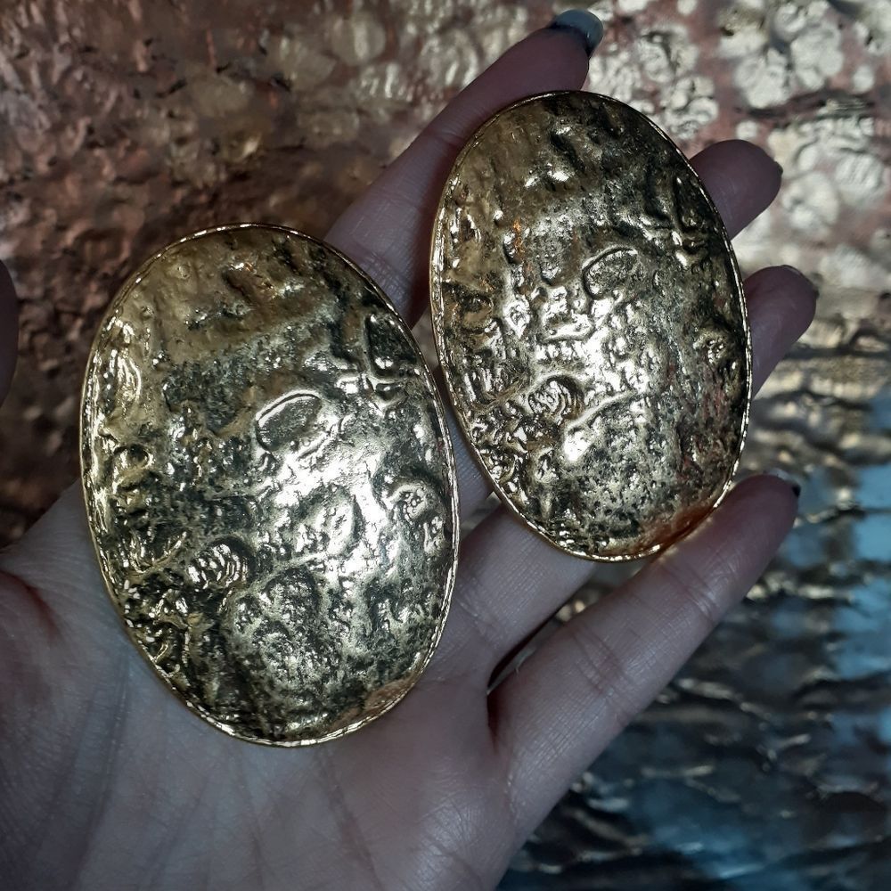 Zara Goldtone Maximalist Oval Statement Earrings